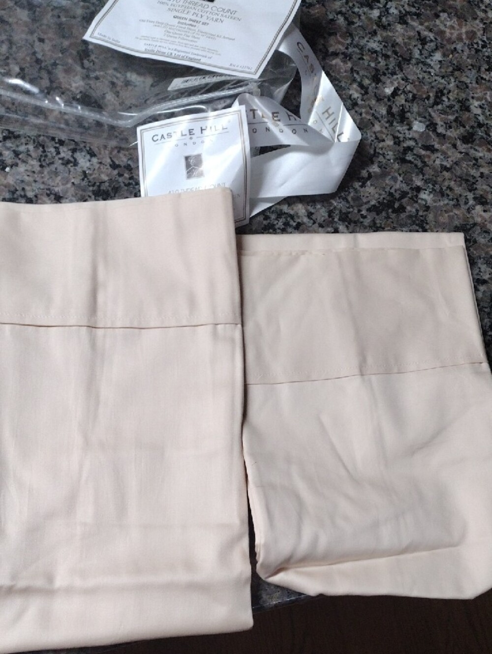 Castle Hill London 400 Thread Count Slat sheet 2 pillow cases QUEEN 100% cotton